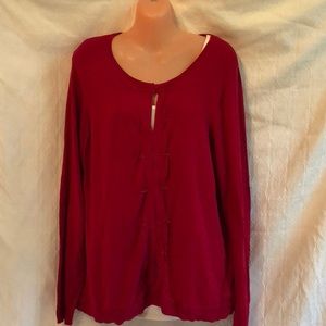 Coldwater Creek Embellished Red Cardigan | 1X